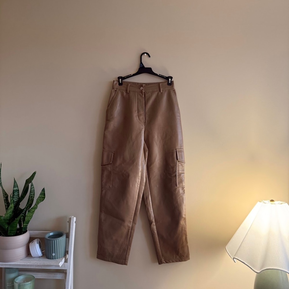 Wilfred Aritzia Brown Faux Vegan Leather Bridger Cargo Pant